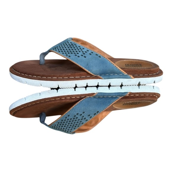 Johnston & Murphy Prescott Thong Sandals Size 10 Stone Blue Leather Thong Sandal - Picture 8 of 13
